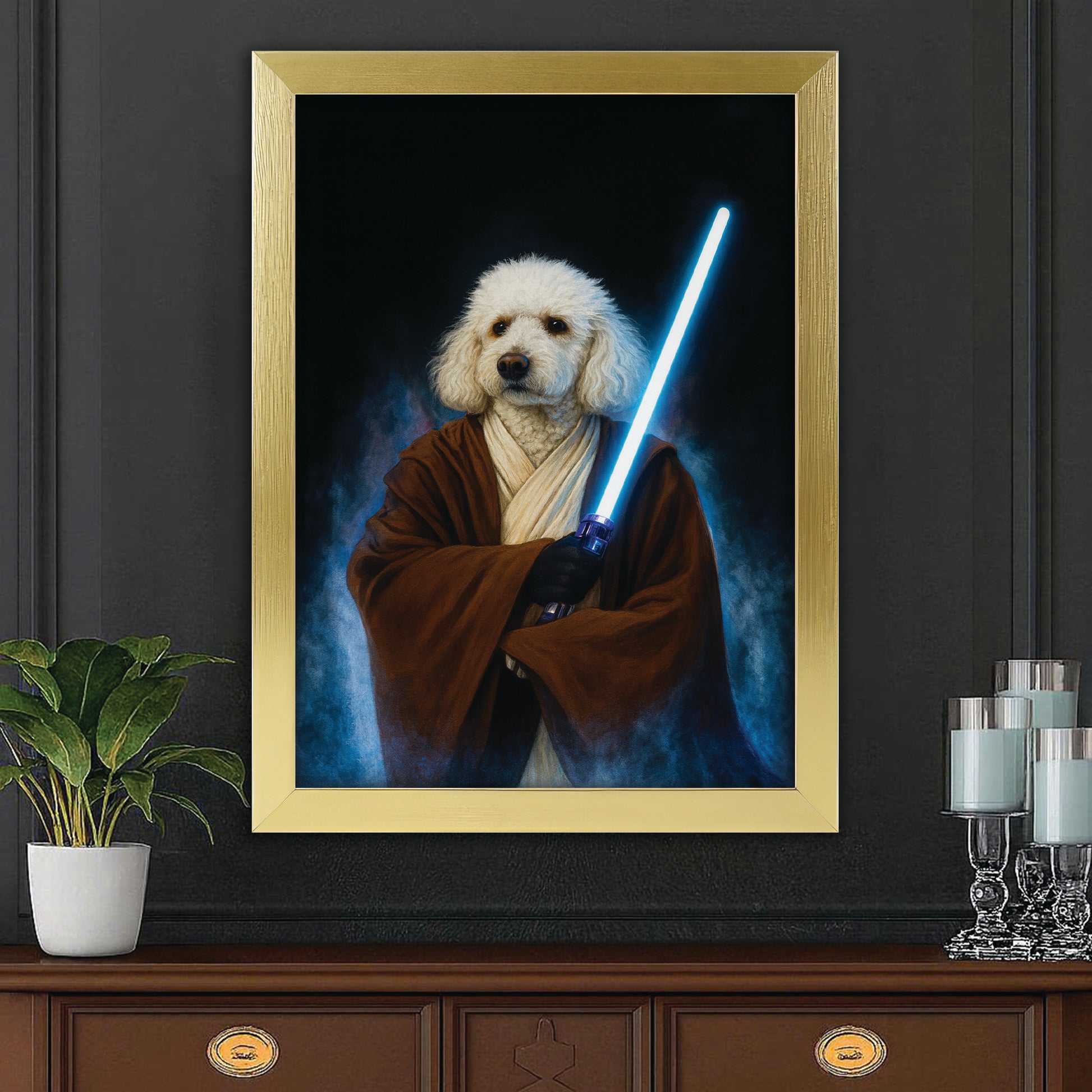 Custom Photo Master Paw Dog  Canvas Framed Wall Art Gift For Dog Lovers