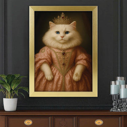 Custom Cat Queen Royal Canvas Framed Wall Art
