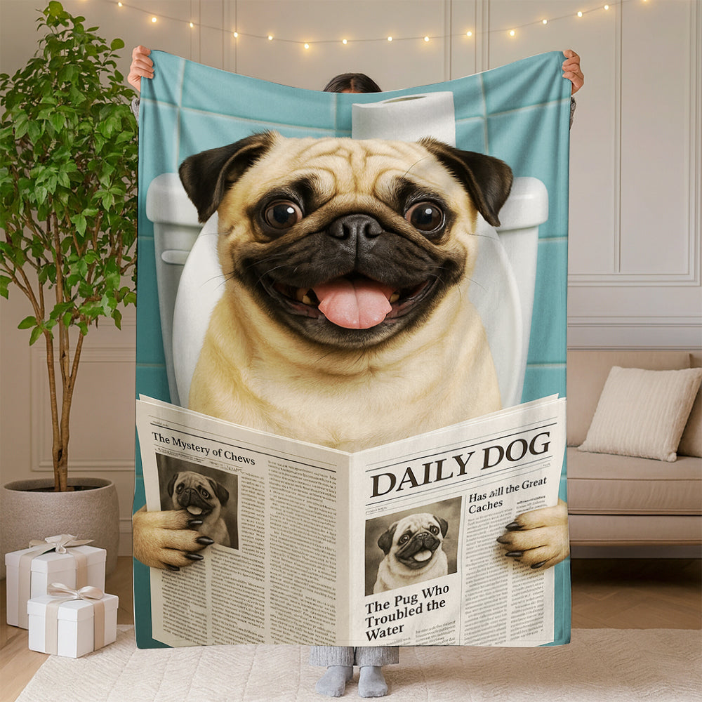 Custom Photo Dog Toilet Bathroom Blanket Gift For Dog Lover