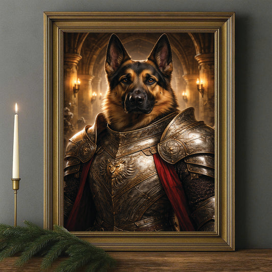 Custom Photo Royal Knight Dog Style 01 Canvas Framed Wall Art Gift For Dog Lovers