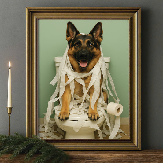 Custom Photo Dog Bathroom Style 26 Canvas Framed Wall Art Gift For Dog Lovers