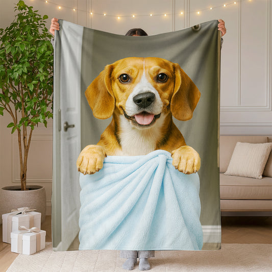 Custom Dog Photo In Bathroom BlanketDog Lover Gifts