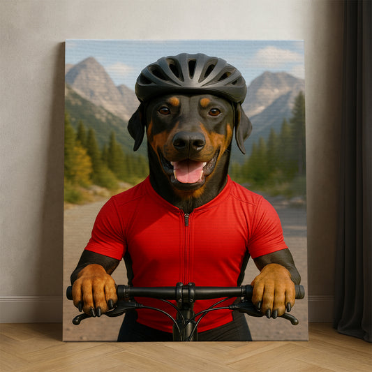 Custom Photo Cyclist Dart Bike Dog Canvas Gift For Dog Lovers