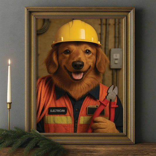 Custom Photo Electrician Dog Canvas Framed Wall Art Gift For Dog Lovers