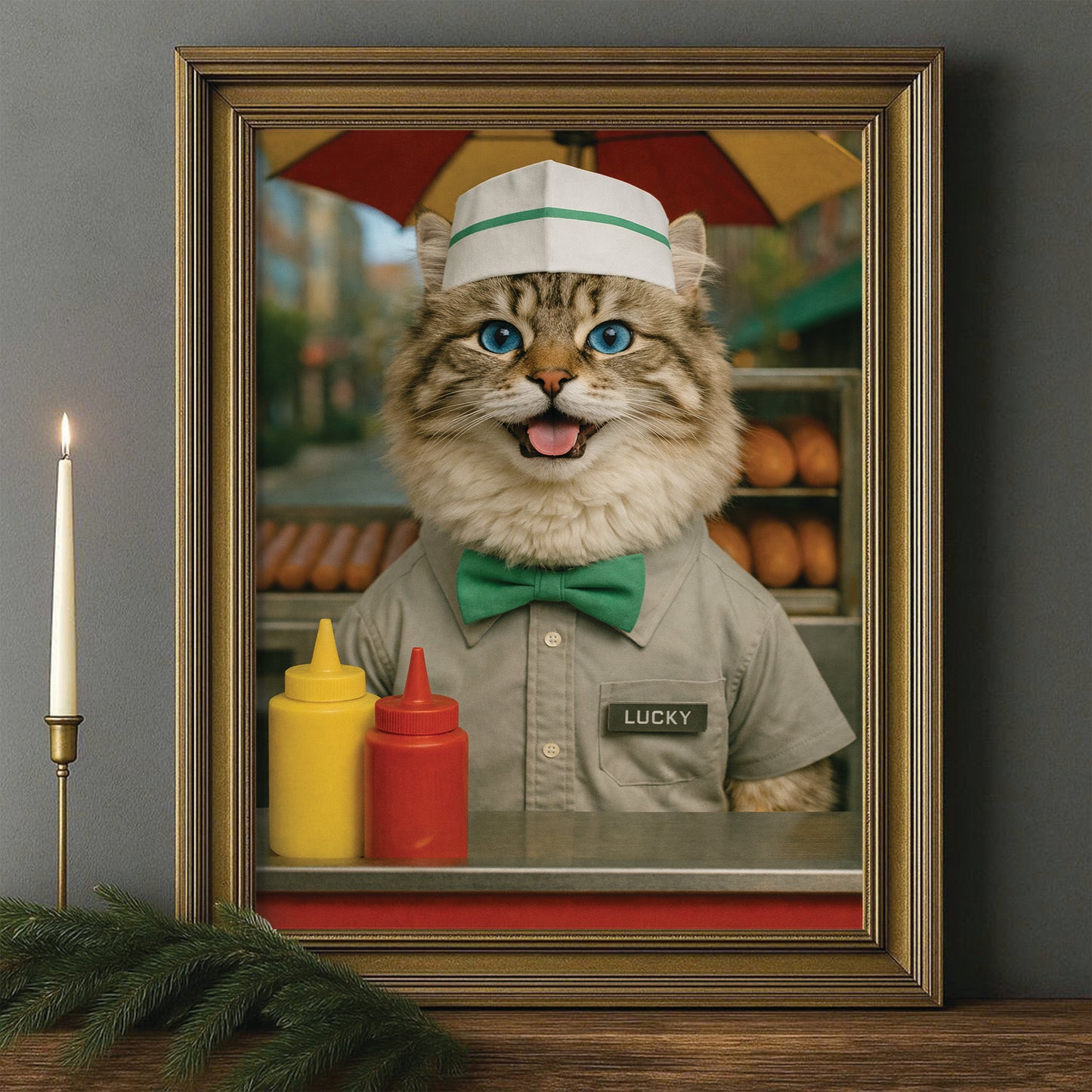 Custom Photo Hot Cat Canvas Framed Wall Art  Gift For Cat Lovers