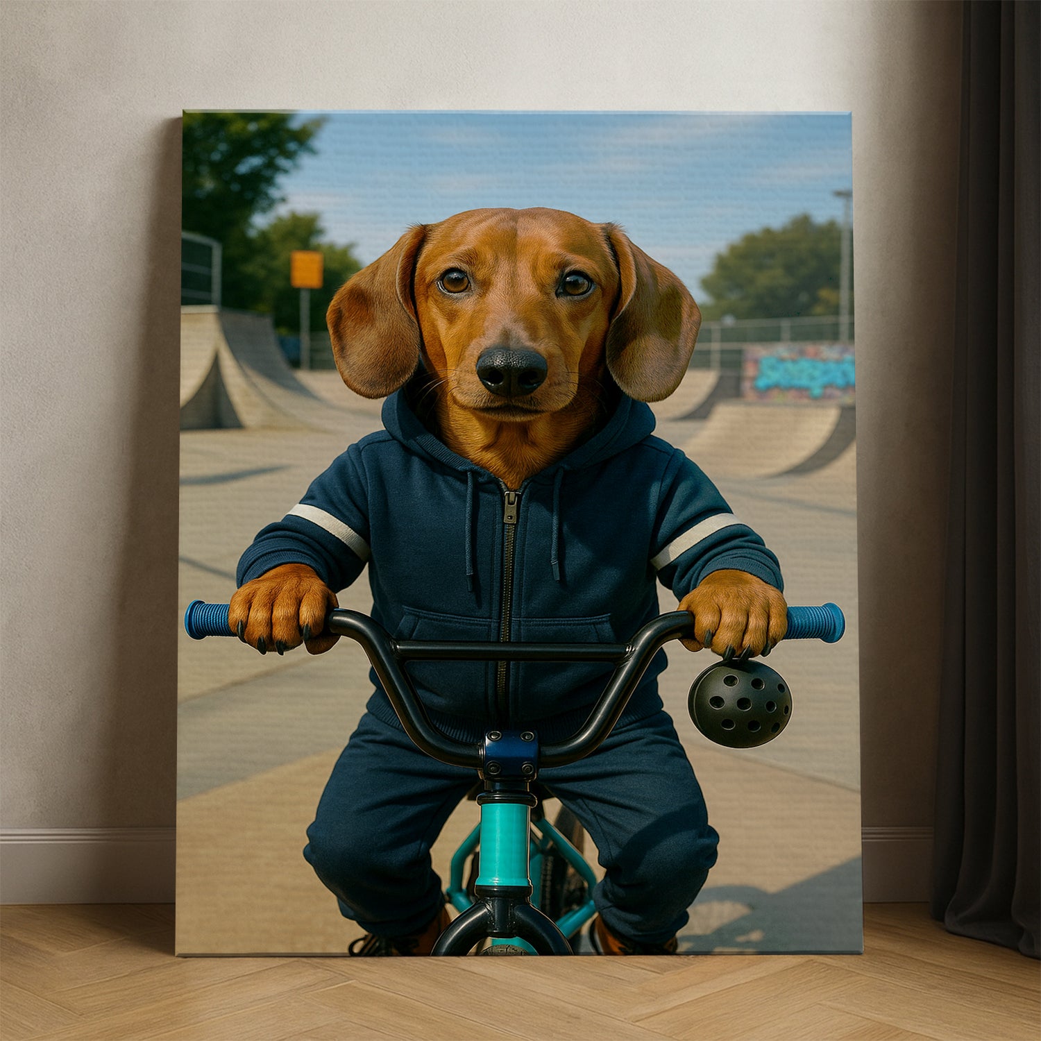 Custom Photo Bmx Bike Dog Canvas Gift For Dog Lovers