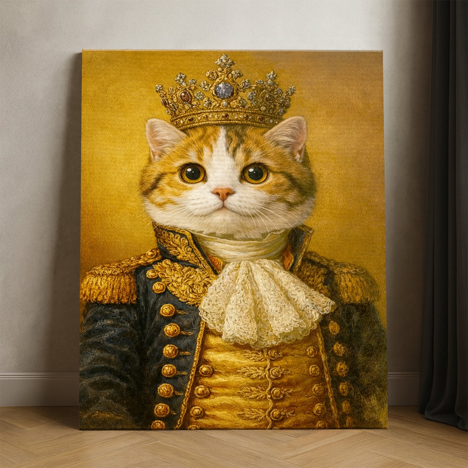Custom Photo Cat King Royal Canvas Gift For Cat Lovers