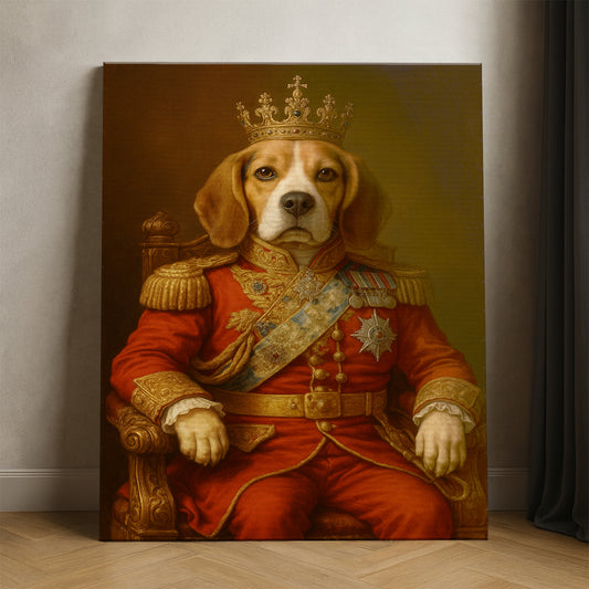 Custom Photo King Dog With Crown Royal Canvas Gift For Dog Lovers