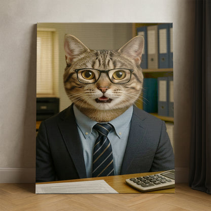Custom Photo Accountant Cat Canvas Gift For Cat Lovers