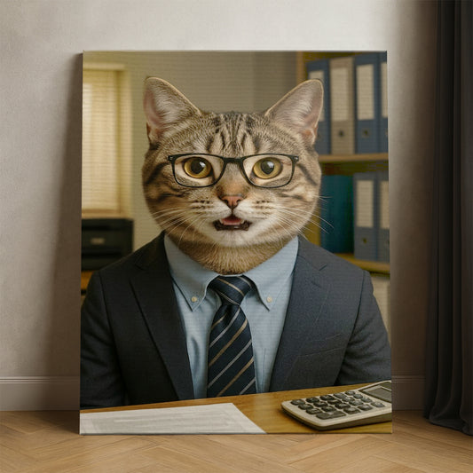Custom Photo Accountant Cat Canvas Gift For Cat Lovers