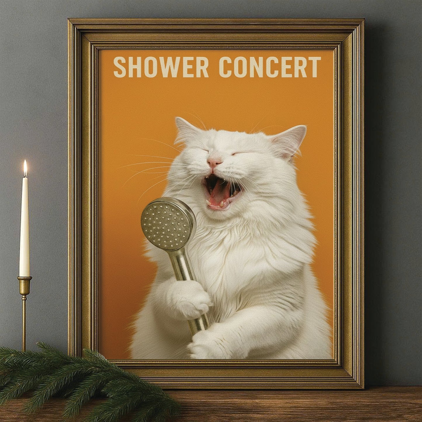 Custom Photo Cat Bathroom Style 32 Canvas Framed Wall Art Gift For Cat Lovers
