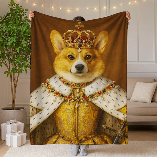 Custom Photo Crowned Queen Dog BlanketGift For Dog Lovers