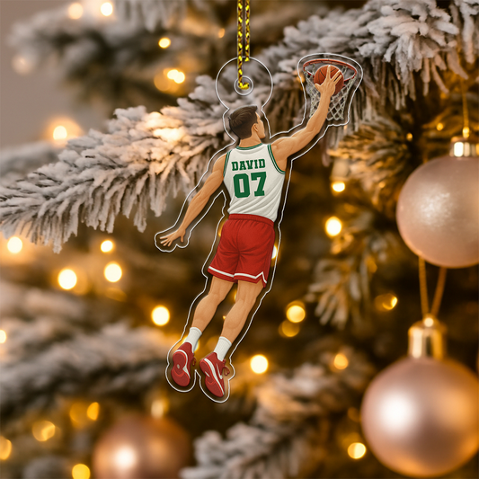 Custom Photo Basketball Player Xmas Gift Acrylic Ornament Christmas Gift