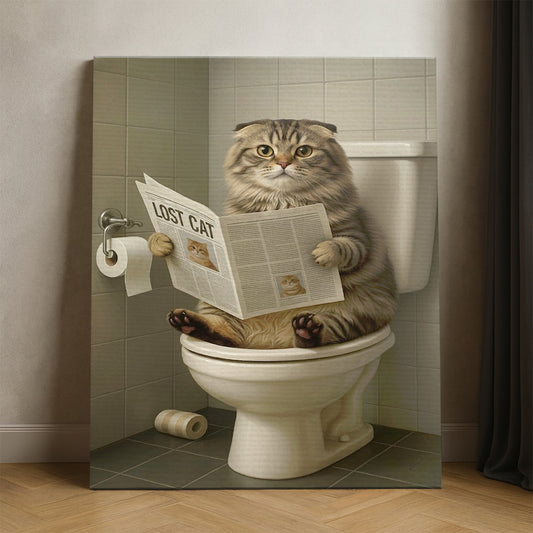 Custom Photo Bathroom Cat Canvas Gift For Cat Lovers
