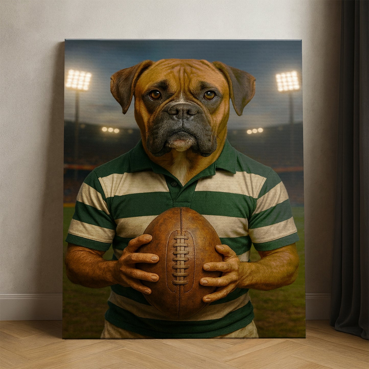 Custom Photo Rugby Player Dog Canvas Gift For Dog Lover