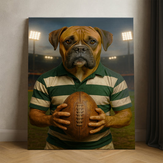 Custom Photo Rugby Player Dog Canvas Gift For Dog Lover