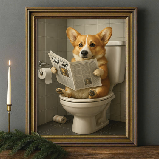 Custom Photo Bathroom Dog Canvas Framed Wall Art Gift For Dog Lovers