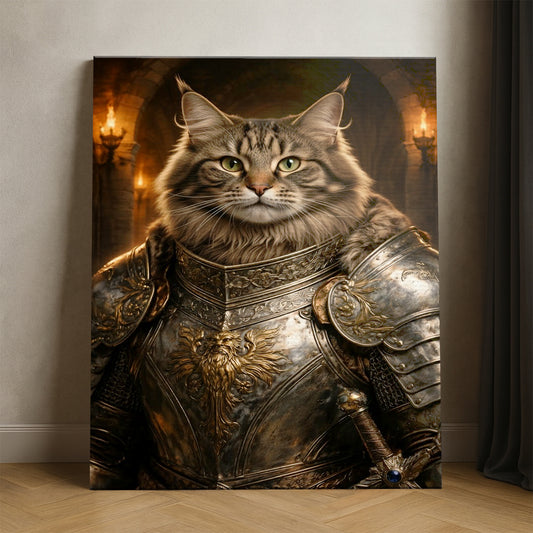 Custom Photo Knight Royal Cat Canvas Gift For Cat Lovers