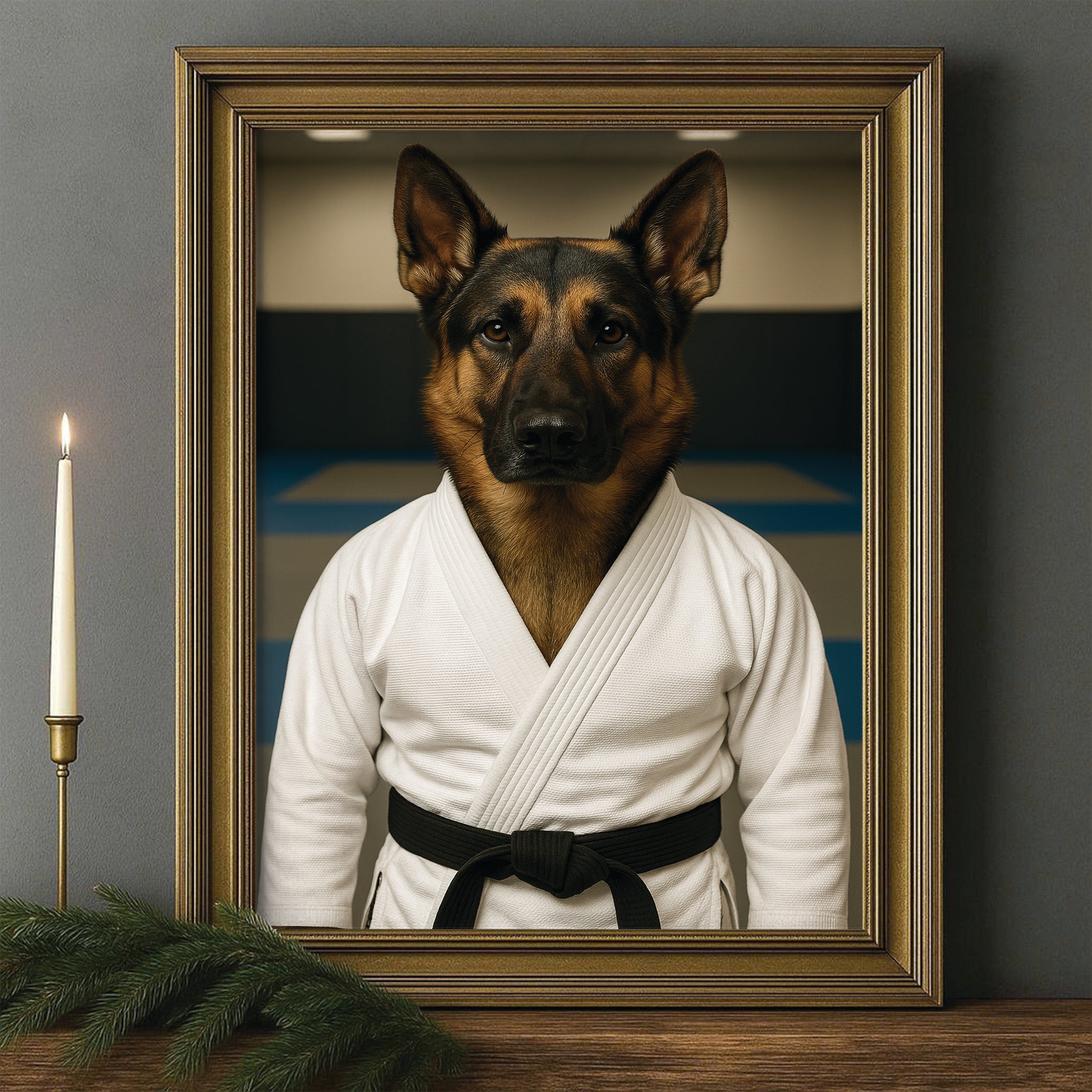 Custom Photo Jiu Jitsu Dog Canvas Framed Wall Art Gift For Dog Lovers