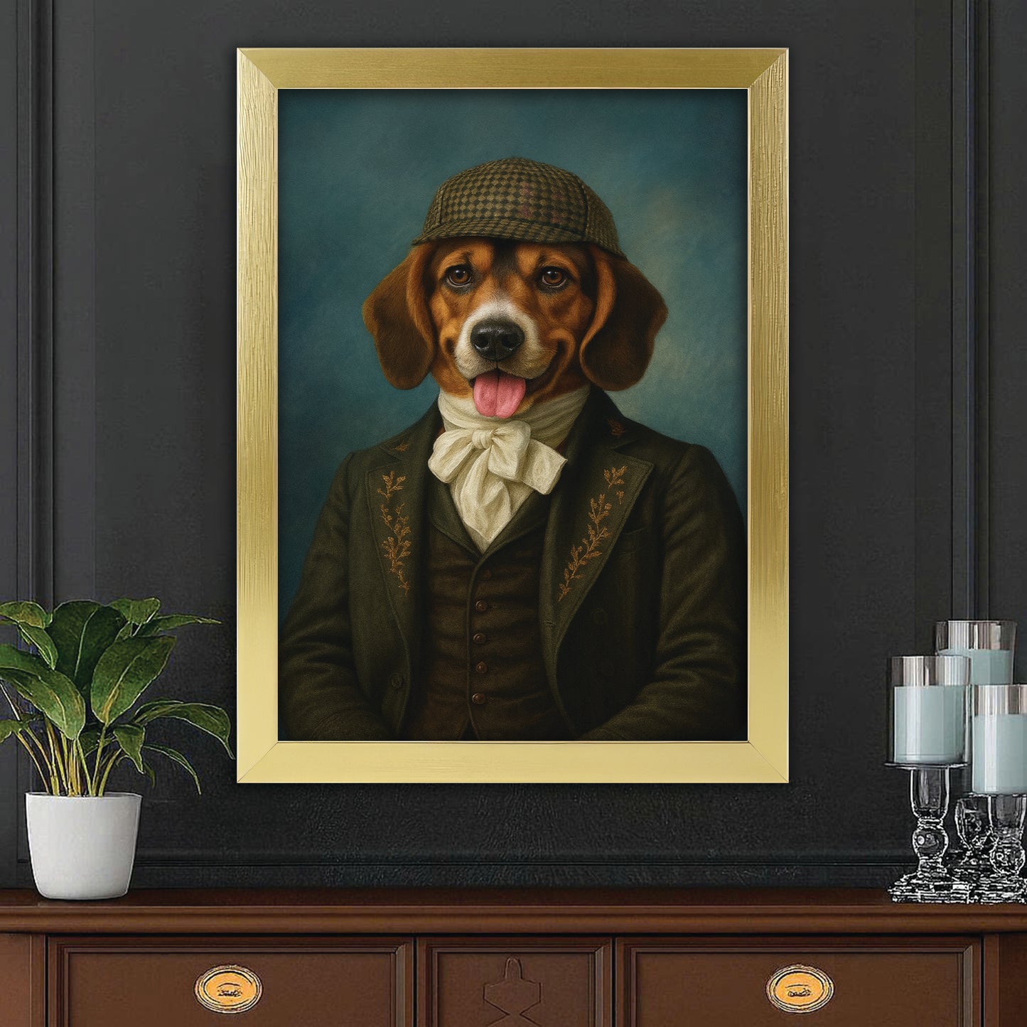 Custom Photo Detective Dog Canvas Framed Wall Art Gift For Dog Lovers