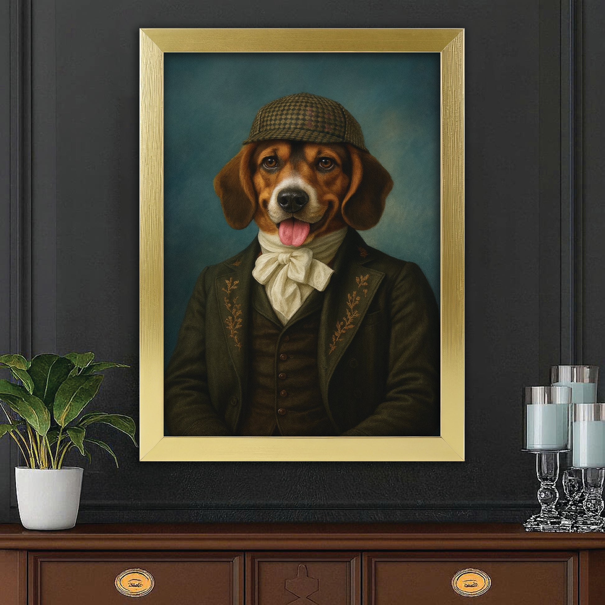 Custom Photo Detective Dog Canvas Framed Wall Art Gift For Dog Lovers