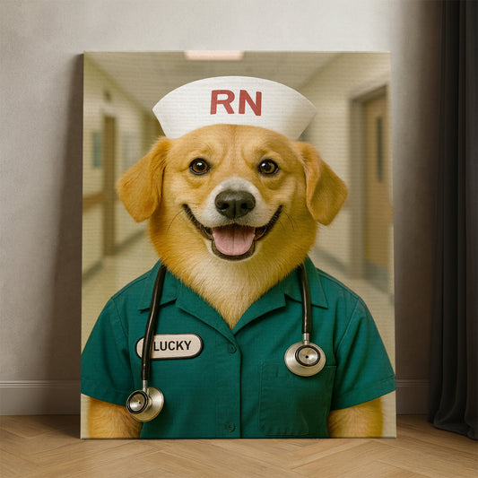 Custom Photo Registed Nurse Dog Canvas Gift For Dog Lovers