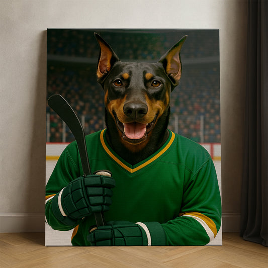 Custom Photo Hockey Player Dog Canvas Gift For Dog Lovers