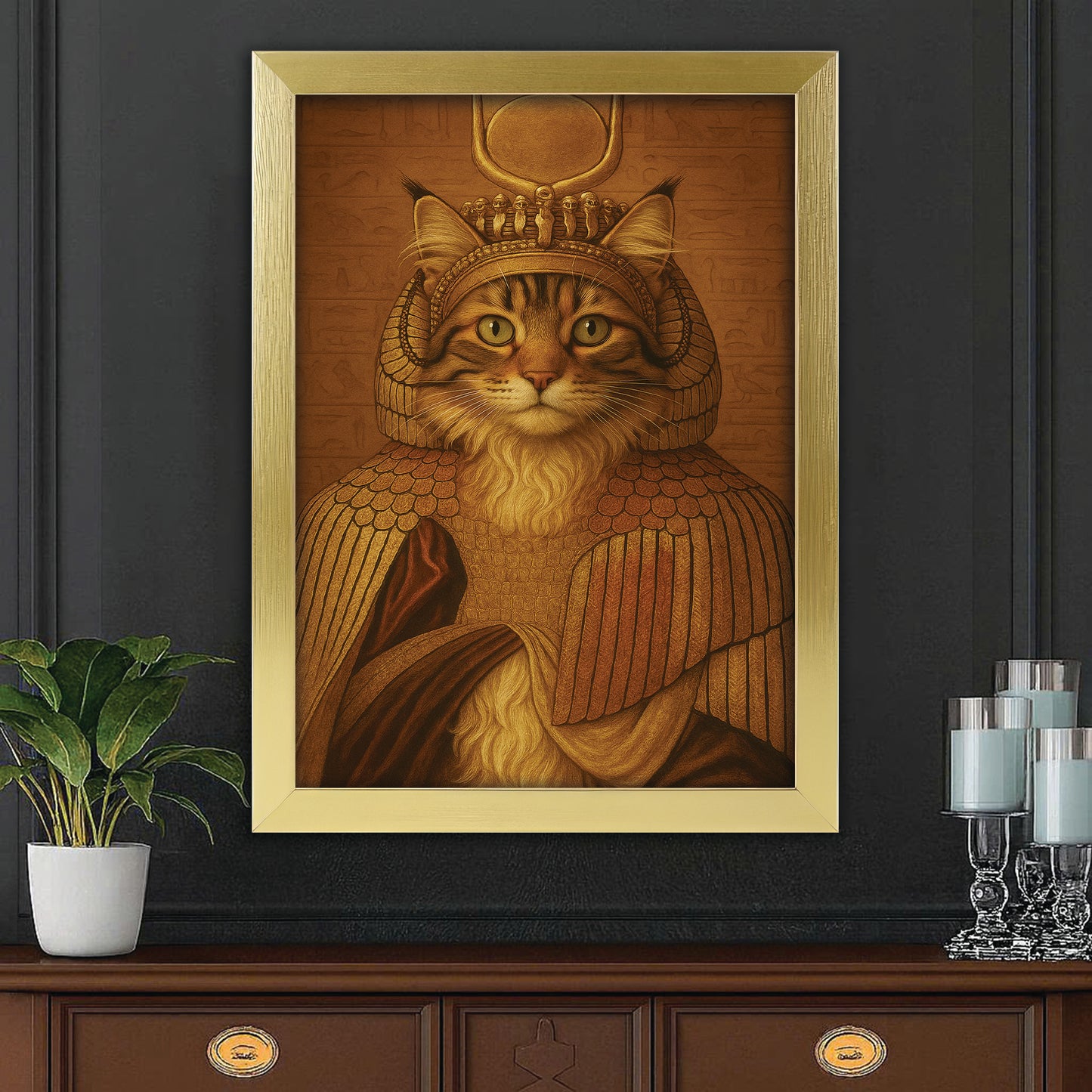 Custom Photo Cleopawtra Cat Canvas Framed Wall Art Gift For Cat Lovers
