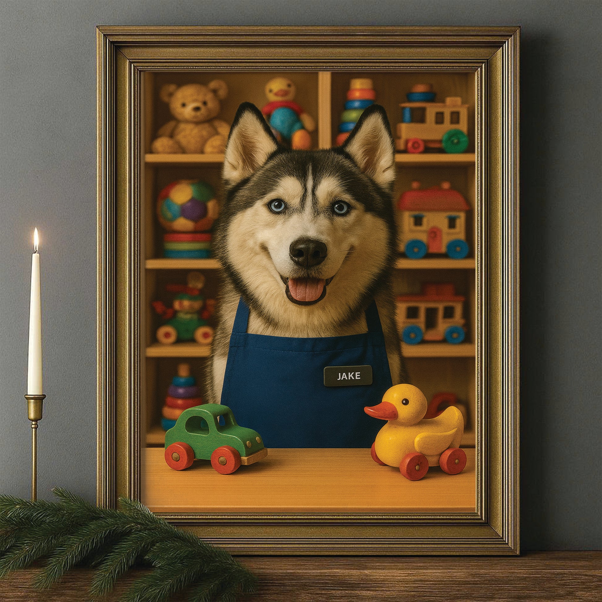 Custom Photo Toy Store Dog Canvas Framed Wall Art Gift For Dog Lovers