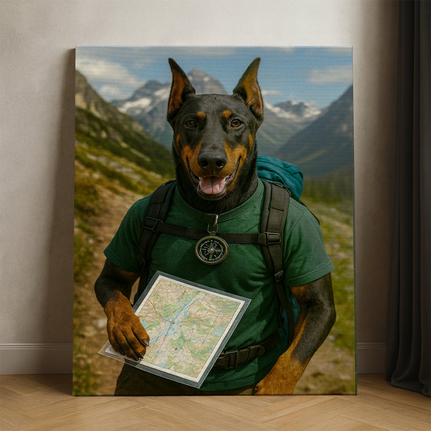 Custom Photo Explorer Hiking Dog Canvas Gift For Dog Lovers