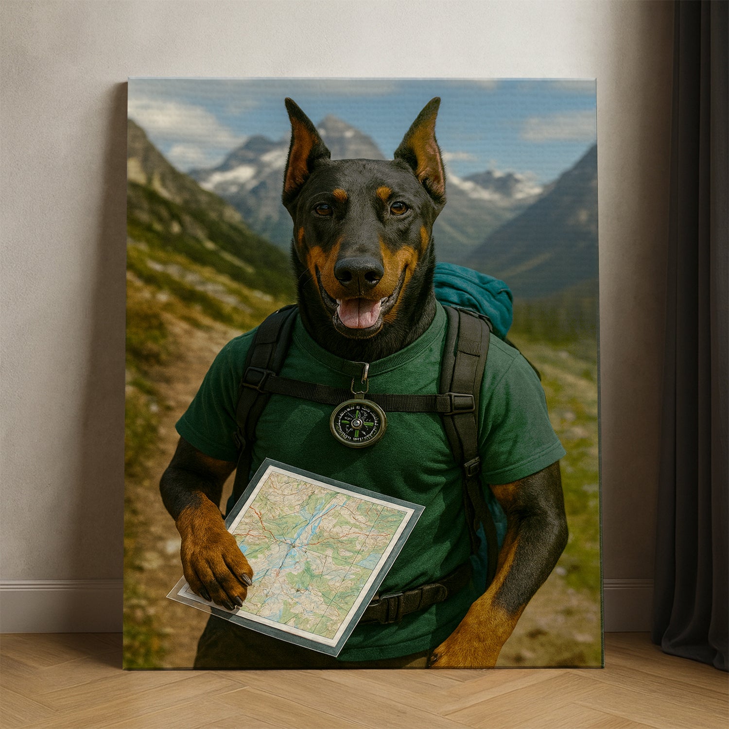 Custom Photo Explorer Hiking Dog Canvas Gift For Dog Lovers