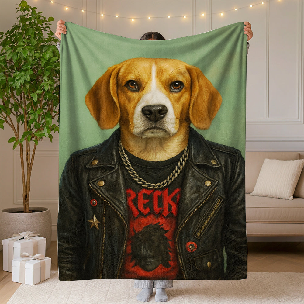 Custom Photo Rock n Roll Dog Blanket_ Gift For Dog Lovers