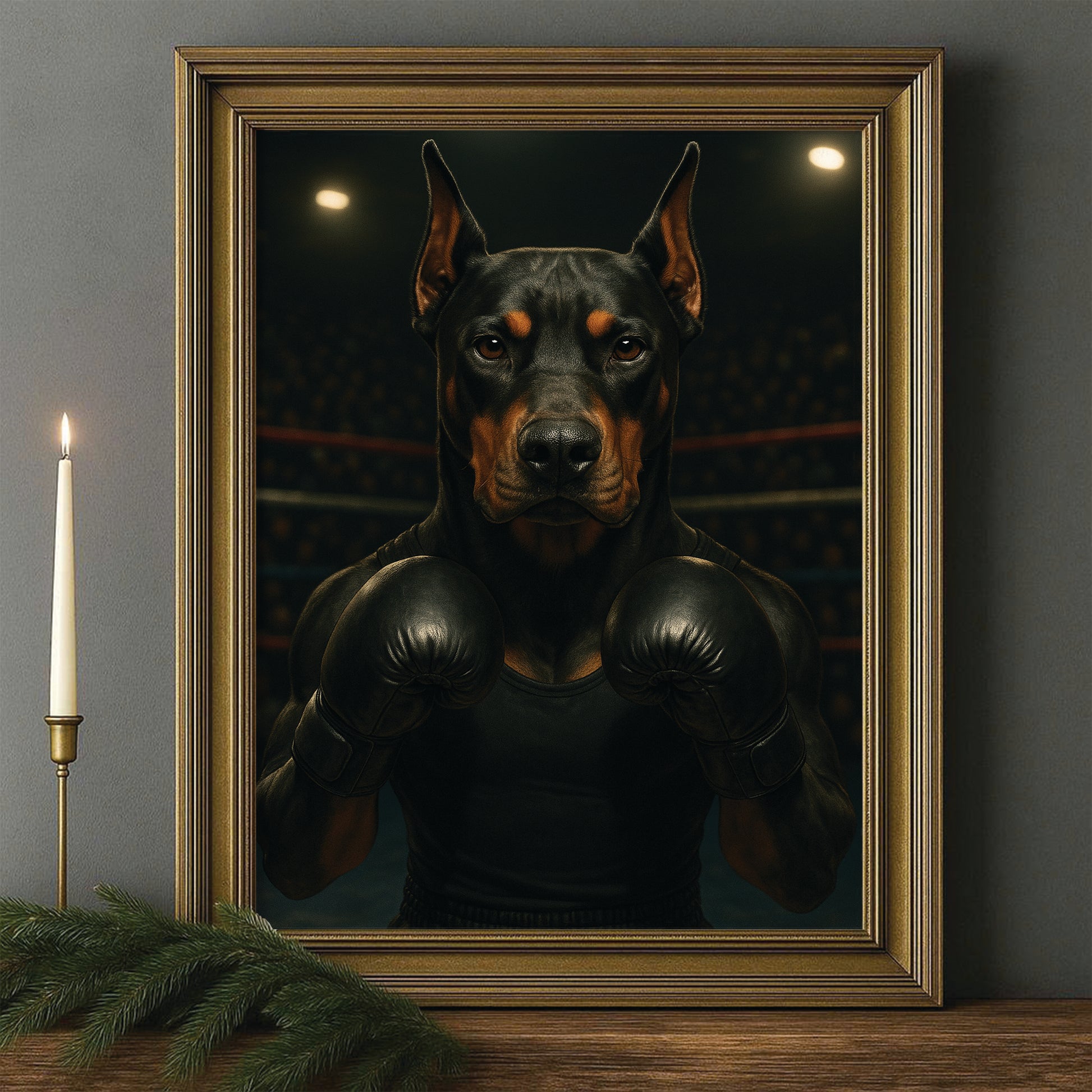 Custom Photo Boxing Dog Canvas Framed Wall Art Gift For Dog Lovers