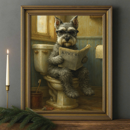 Custom Photo Dog In Bathroom Canvas Framed Wall Art Gift For Dog Lovers