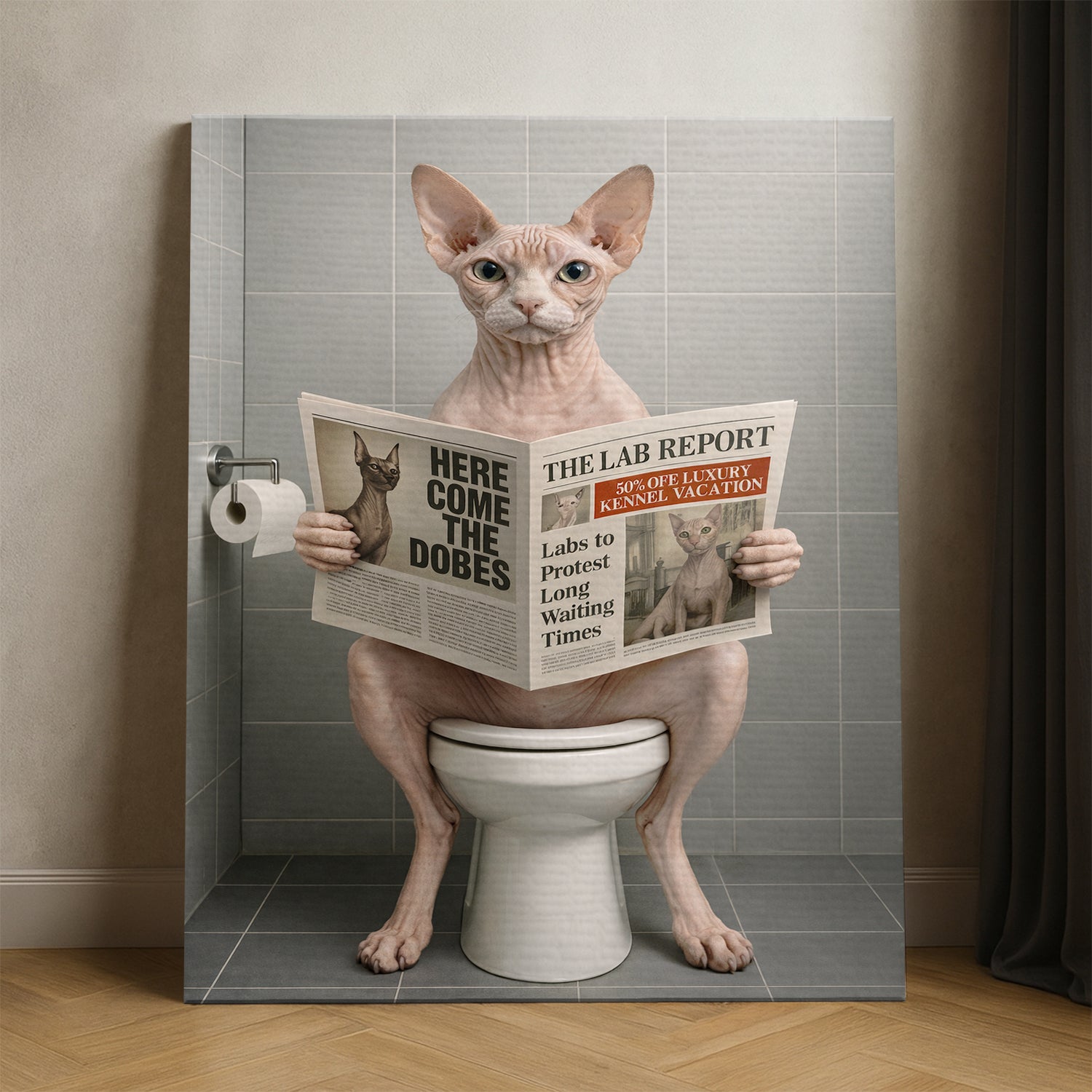 Custom Photo Cat Bathroom Canvas Style 03 Gift For Cat Lovers