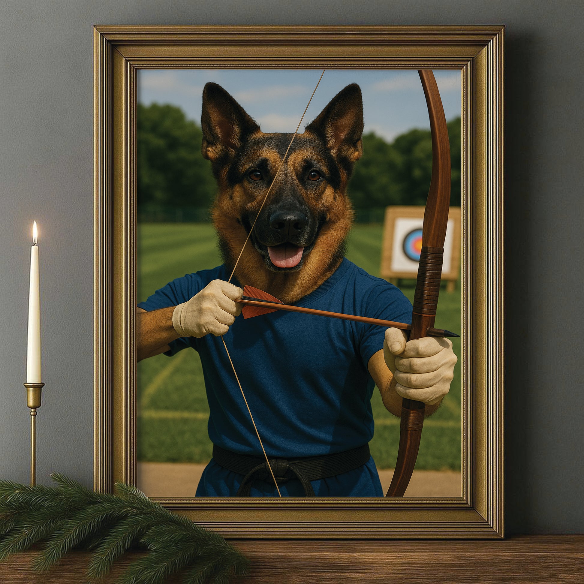 Custom Photo Archery Dog Canvas Framed Wall Art Gift For Dog Lovers