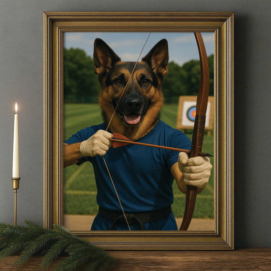 Custom Photo Archery Dog Canvas Framed Wall Art Gift For Dog Lovers