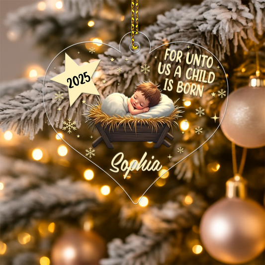Custom Name Baby Jesus Christmas Acrylic Ornament Christmas Gift