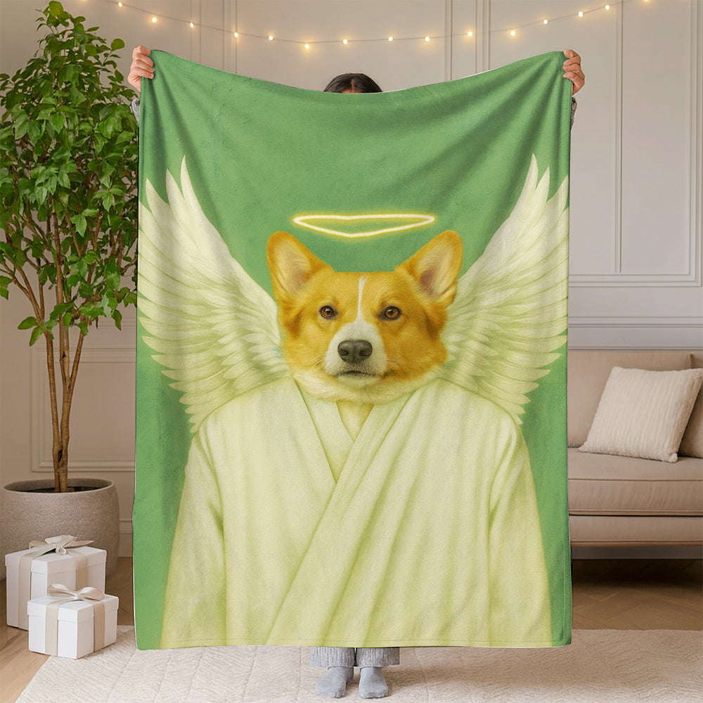 Custom Photo Angel Dog BlanketMemorial Gift For Dog