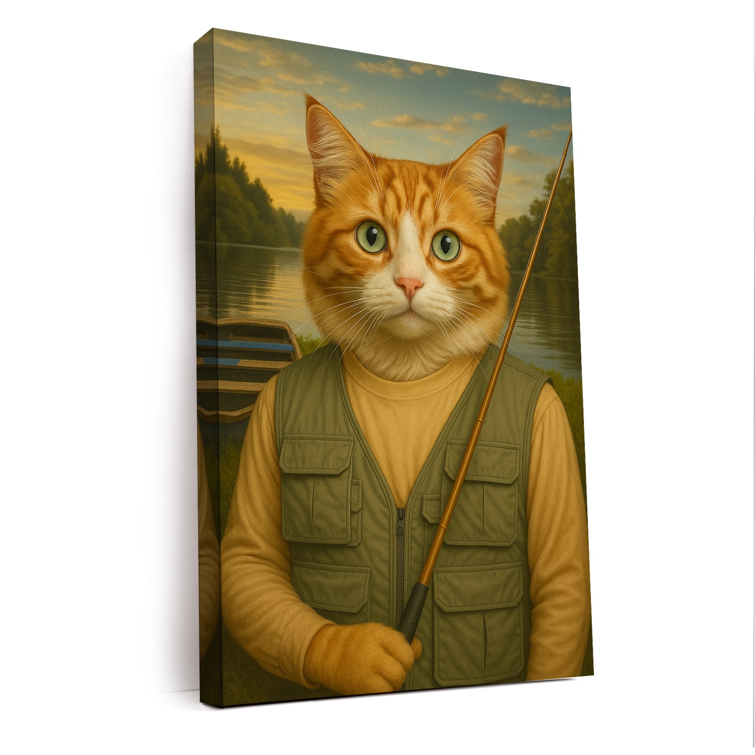 Custom Photo Fisherman Cat Canvas
