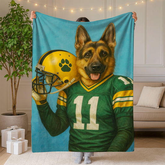 Custom Dog Photo Football Player Canvas