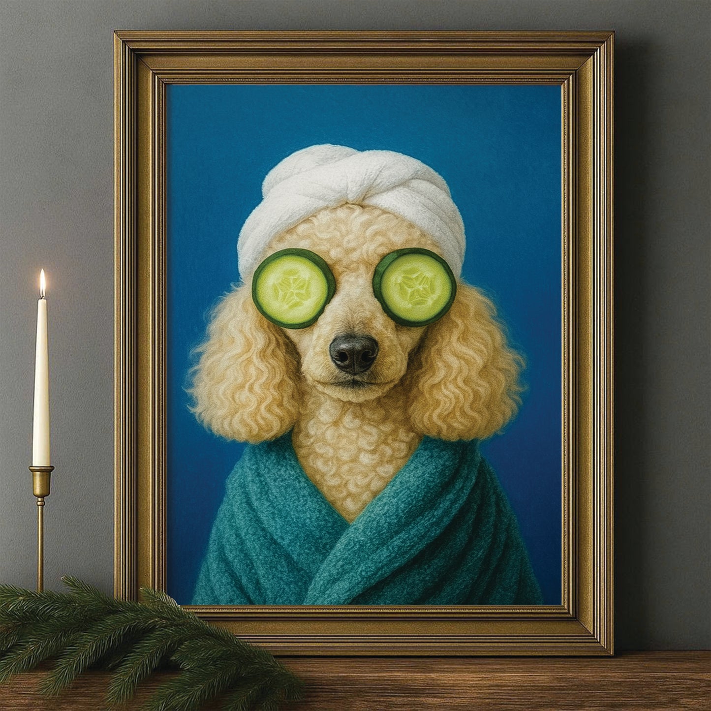 Custom Photo Dog Bathroom Style 21 Canvas Framed Wall Art Gift For Dog Lovers