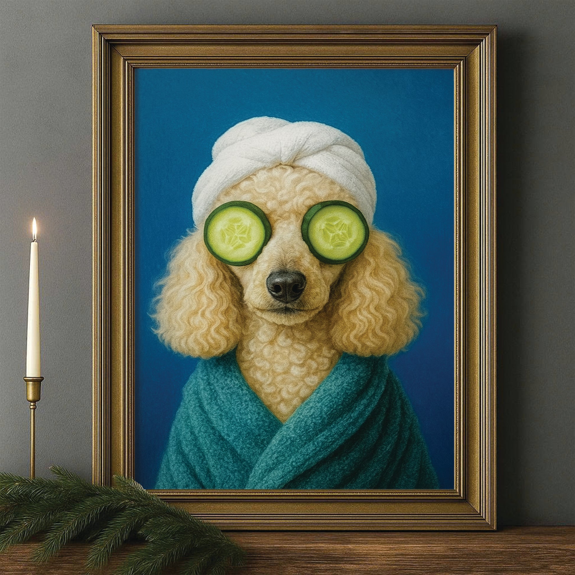 Custom Photo Dog Bathroom Style 21 Canvas Framed Wall Art Gift For Dog Lovers