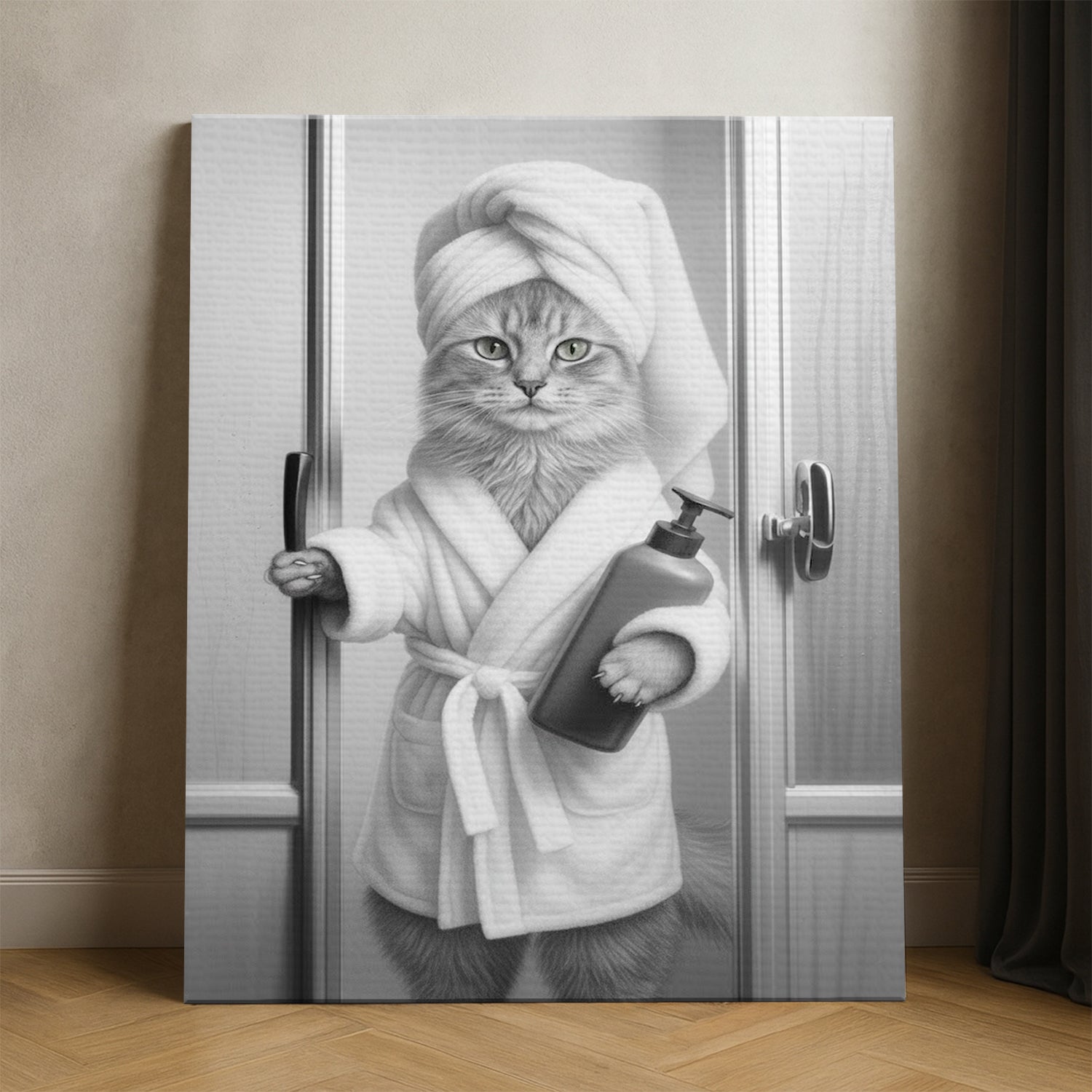 Custom Photo Cat Bathrobe Bathroom Canvas Gift For Cat Lovers