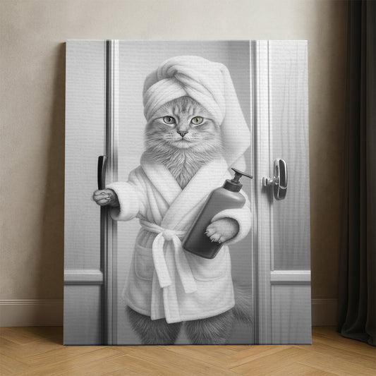 Custom Photo Cat Bathrobe Bathroom Canvas Gift For Cat Lovers
