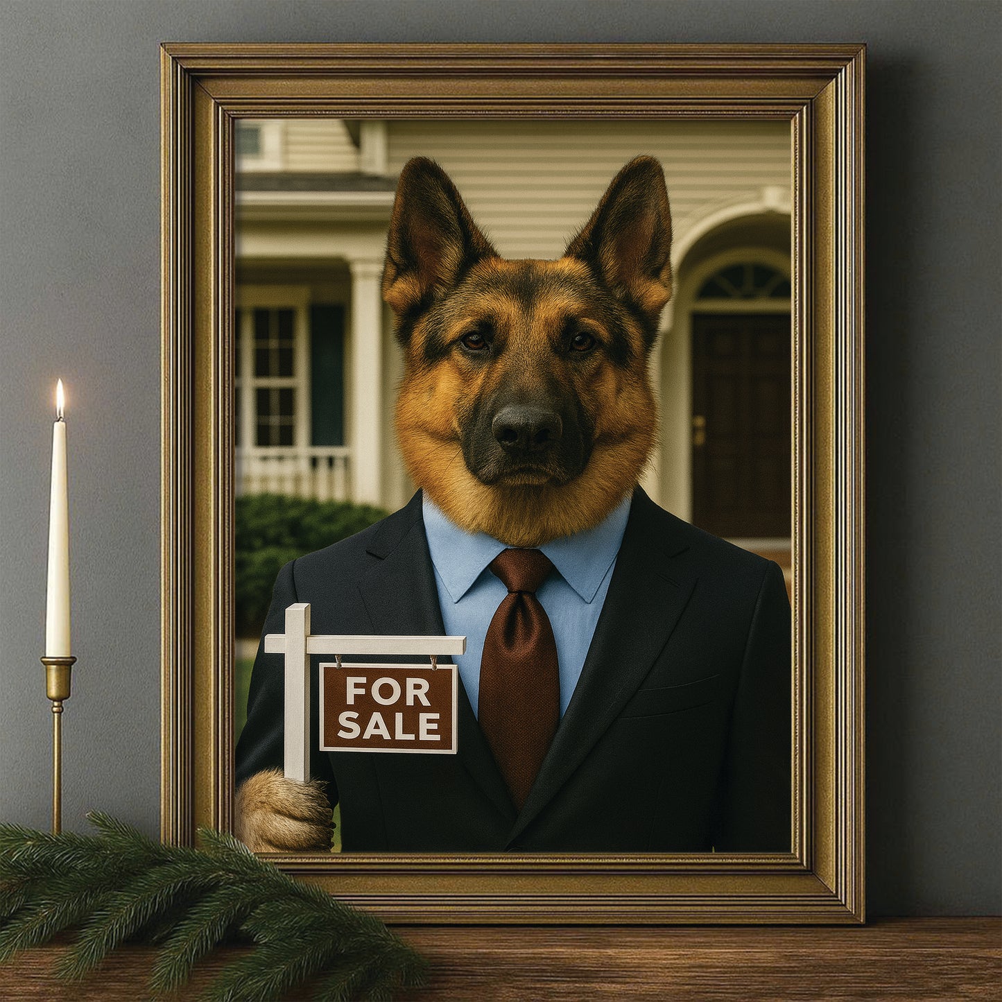 Custom Photo Realtor Dog Canvas Framed Wall Art Gift For Dog Lovers