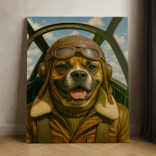 Custom Photo Pilot Dog Canvas Gift For Dog Lover