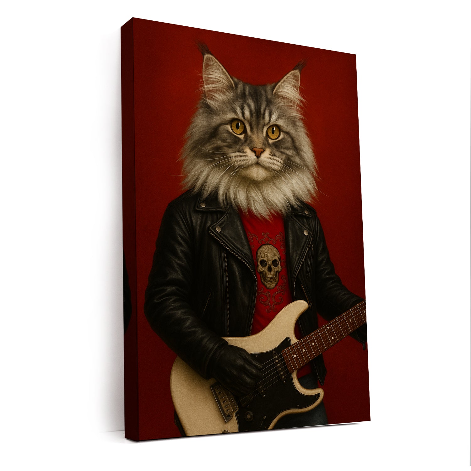 Custom Photo Guitarist Cat Canvas Gift For Cat