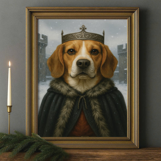 Custom Photo Winter King Royal Dog Canvas Framed Wall Art Gift For Dog Lovers