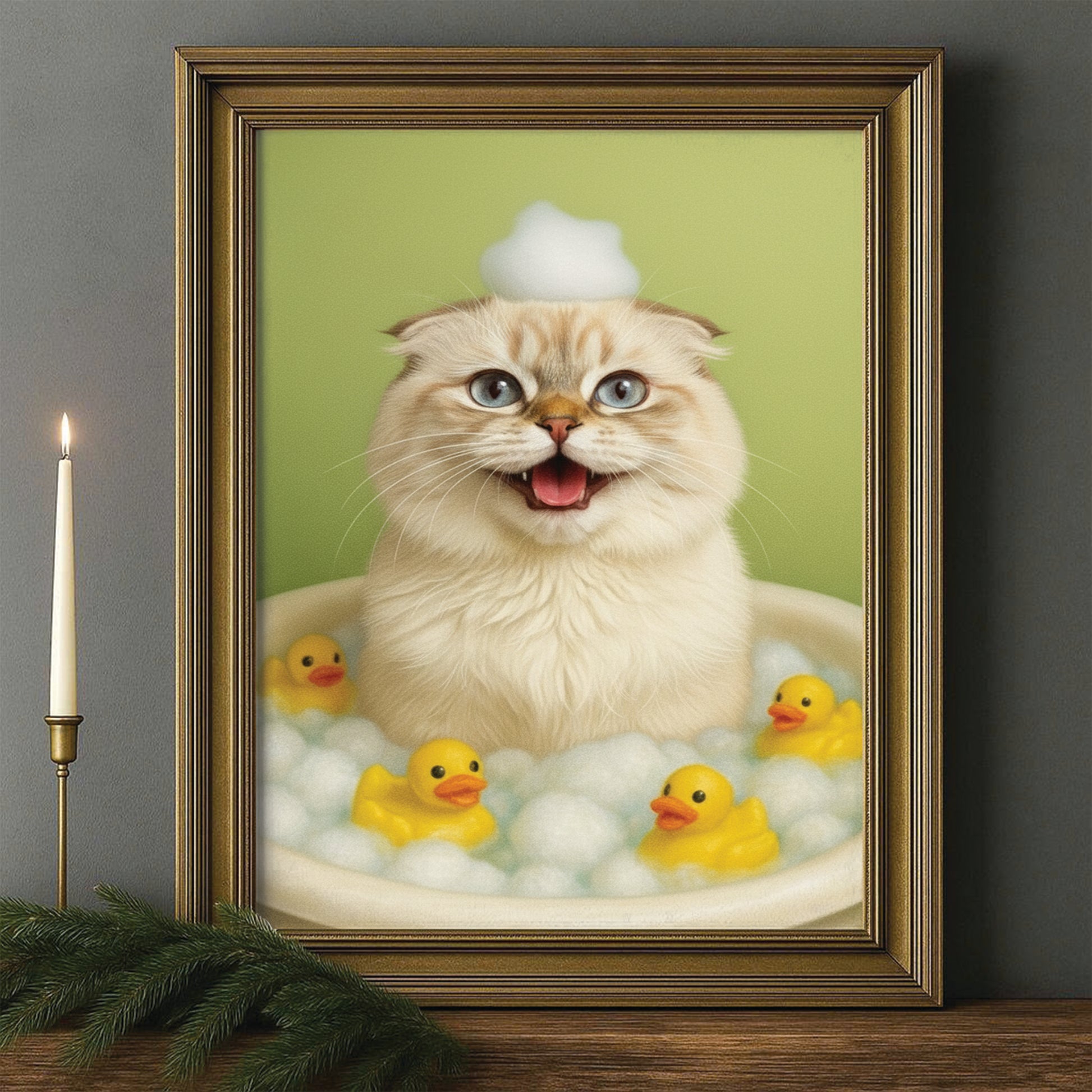 Custom Photo Cat Bathroom Style 25 Canvas Framed Wall Art Gift For Cat Lovers